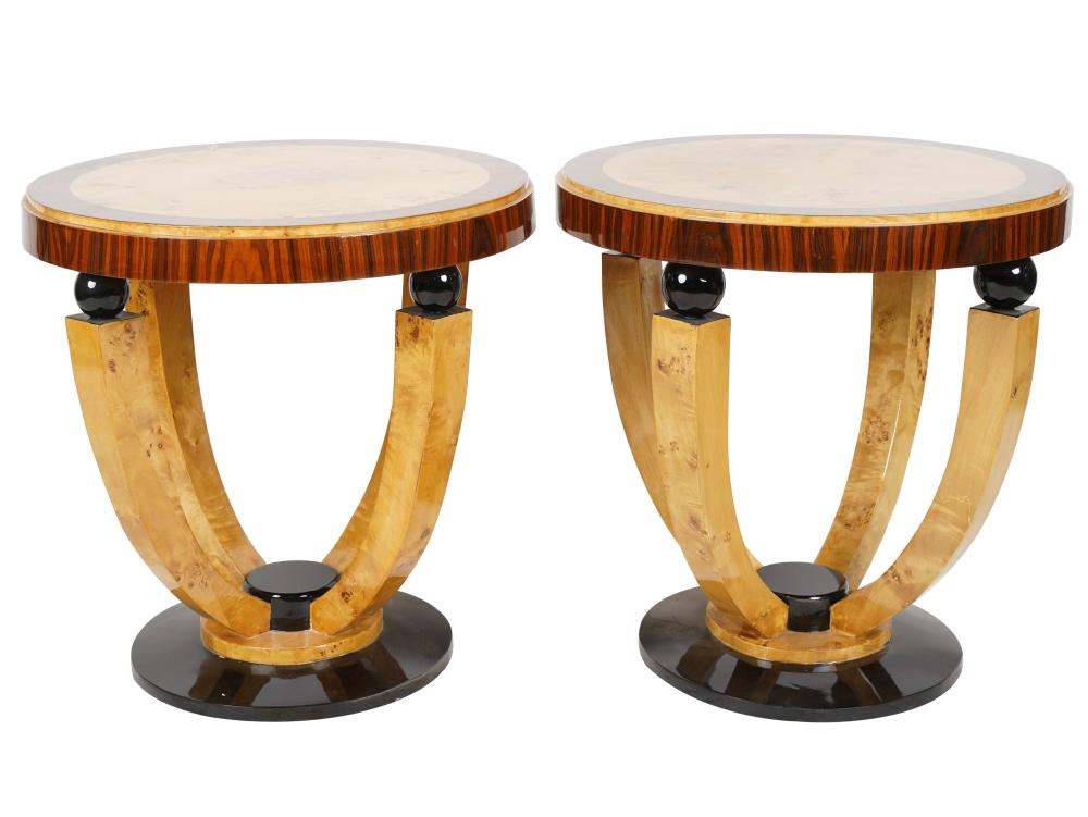 PAIR OF DECO-STYLE SIDE TABLESmixed
