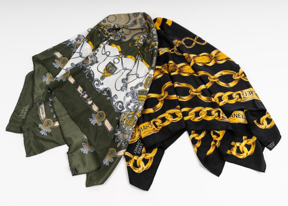 HERMES AND CHANEL SCARFS100 silk 300f52