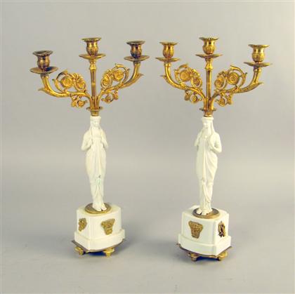 Pair of Empire style bisque porcelain