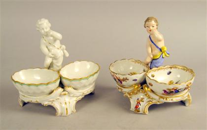 Two KPM porcelain figural salts 4ce5c