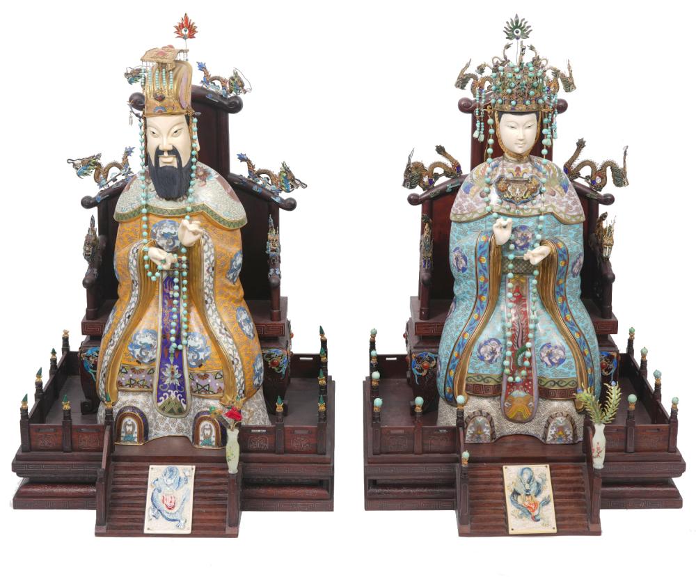 CHINESE KING QUEEN CLOISONNE 300fb4