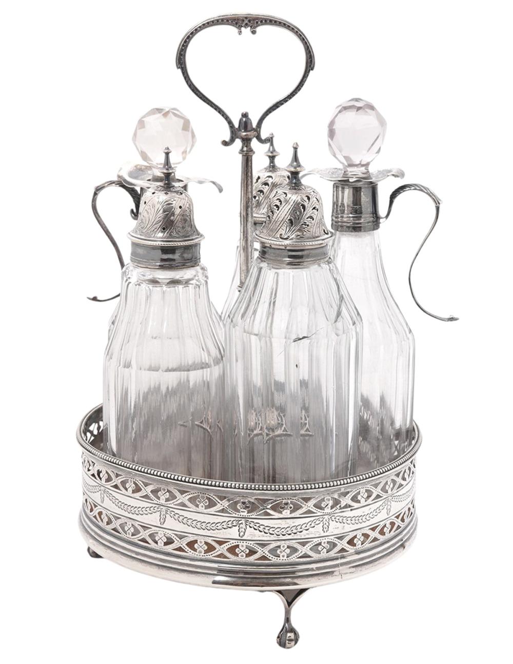 HESTER BATEMAN SILVER CRUET 5 BOTTLE 300fbe