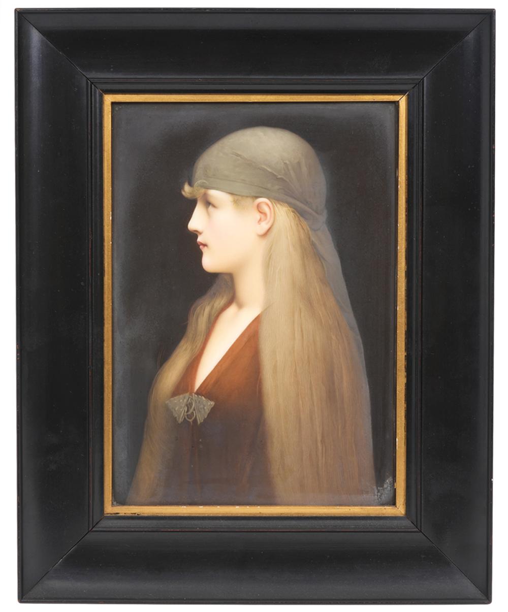 KPM FRAMED PLAQUE PORTRAIT OF A YOUNG