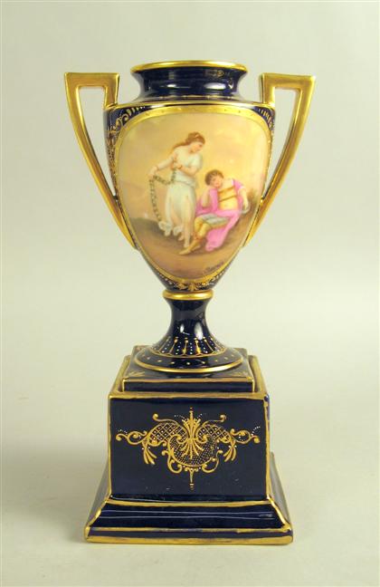 Vienna porcelain urn on stand 