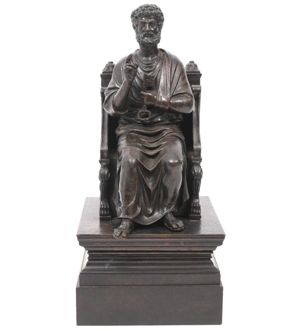 18 19TH C BRONZE OF ST PETER ON 30102a