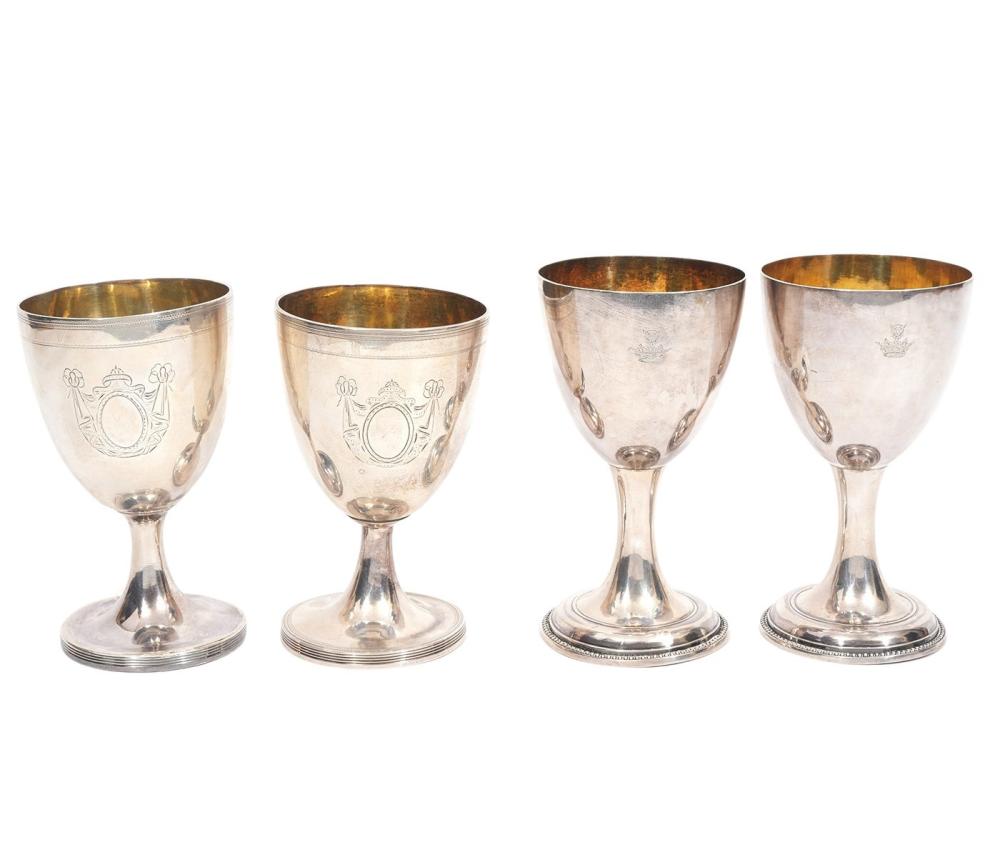 4 GEORGIAN STERLING GOBLETS 18TH CT2