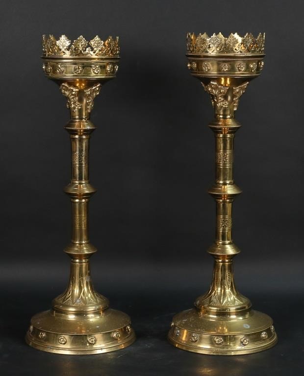 PAIR OF BRASS ALTAR STICKSPair 2fe9b2