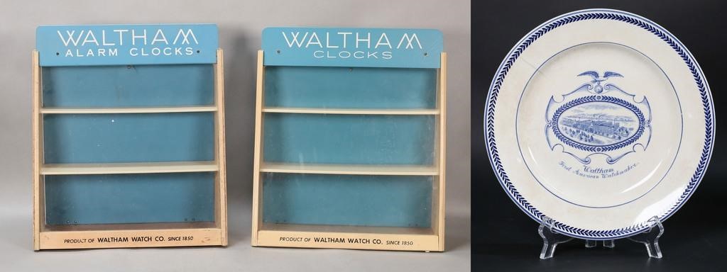 TWO WALTHAM CLOCKS ADVERTISING 2fe9aa