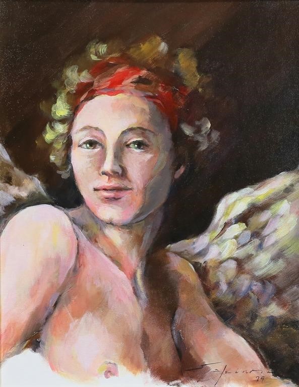 SIGNED ESPINOSA OIL ON PANEL ANGEL 2fe9c7