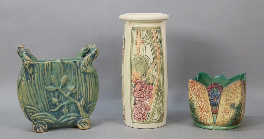 3 PIECES WELLER POTTERY VASES & PLANTER3