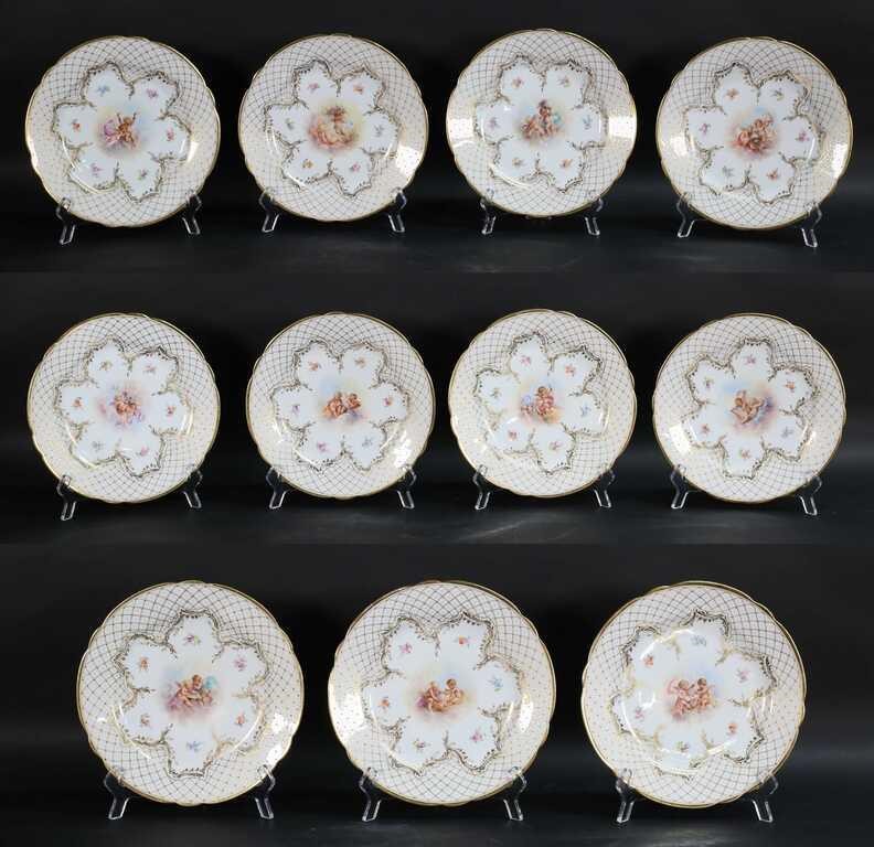 SET OF 11 HAND PAINTED DRESDEN