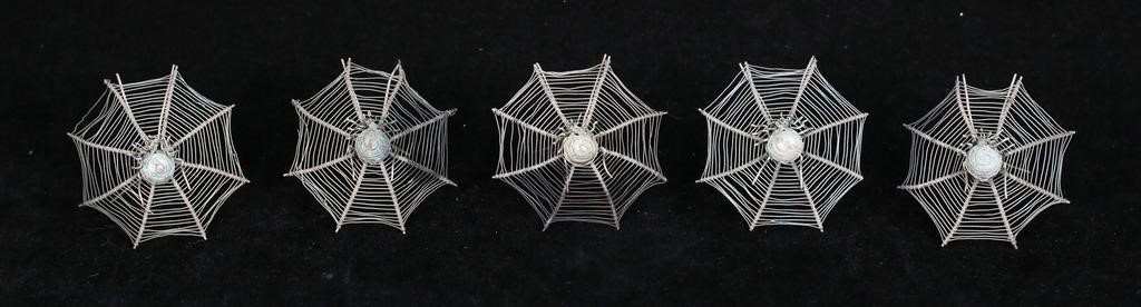 SET OF 5 SILVER SPIDER WEB PLACE 2feaa3