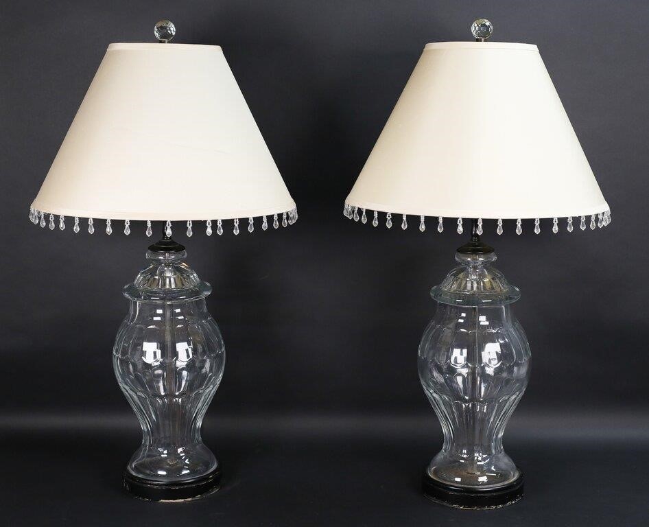 PAIR OF GLASS APOTHECARY JAR LAMPSPair