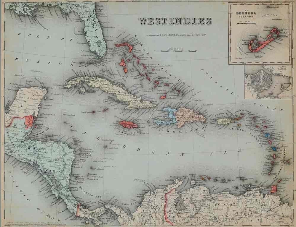 J H COLTON MAP OF THE WEST INDIES 2feac7