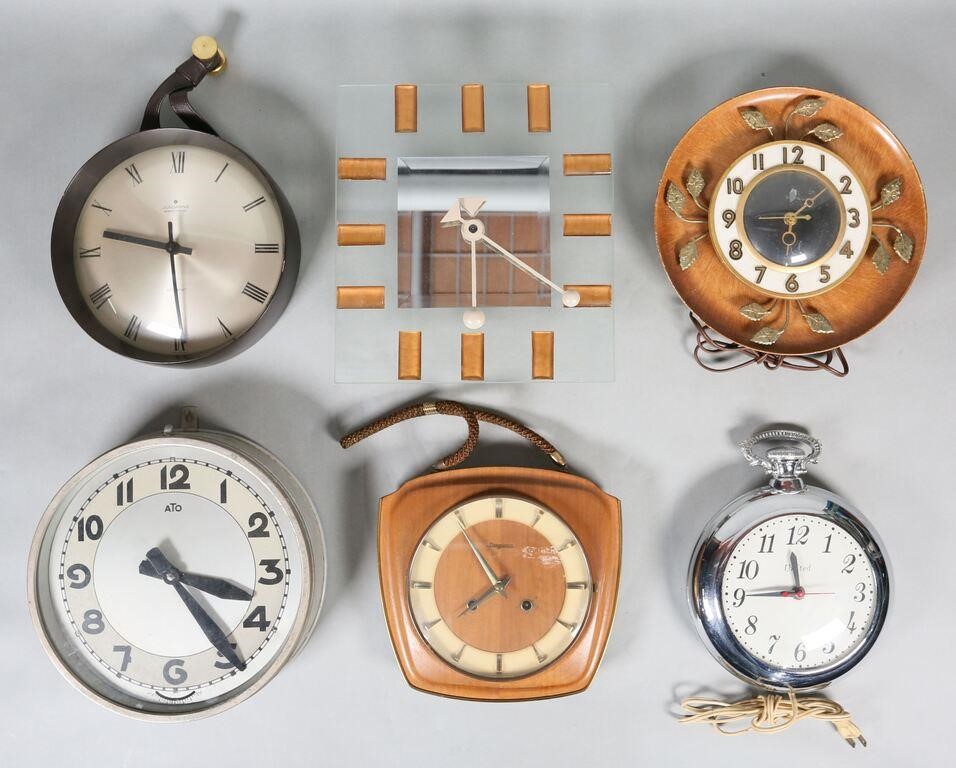 6 MODERN WALL CLOCKS6 mid-century