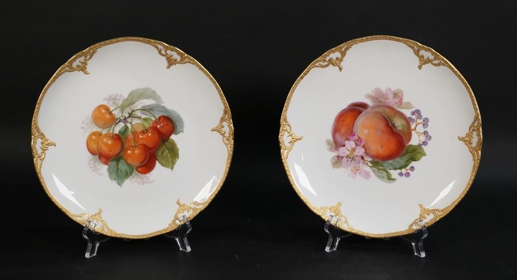 2 KPM PORCELAIN FRUIT PLATESPair 2feaea