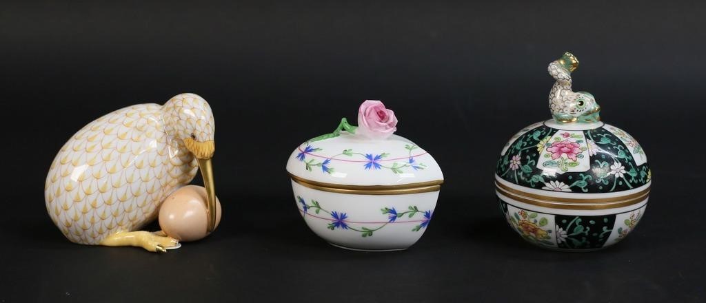 3 PIECES HEREND PORCELAIN 2 BOXES 2feb11