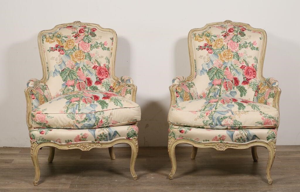 PAIR OF LOUIS XV STYLE BERGERE 2feb24