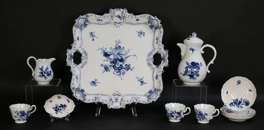 10 PIECE MEISSEN BLUE FLOWERS PORCELAIN