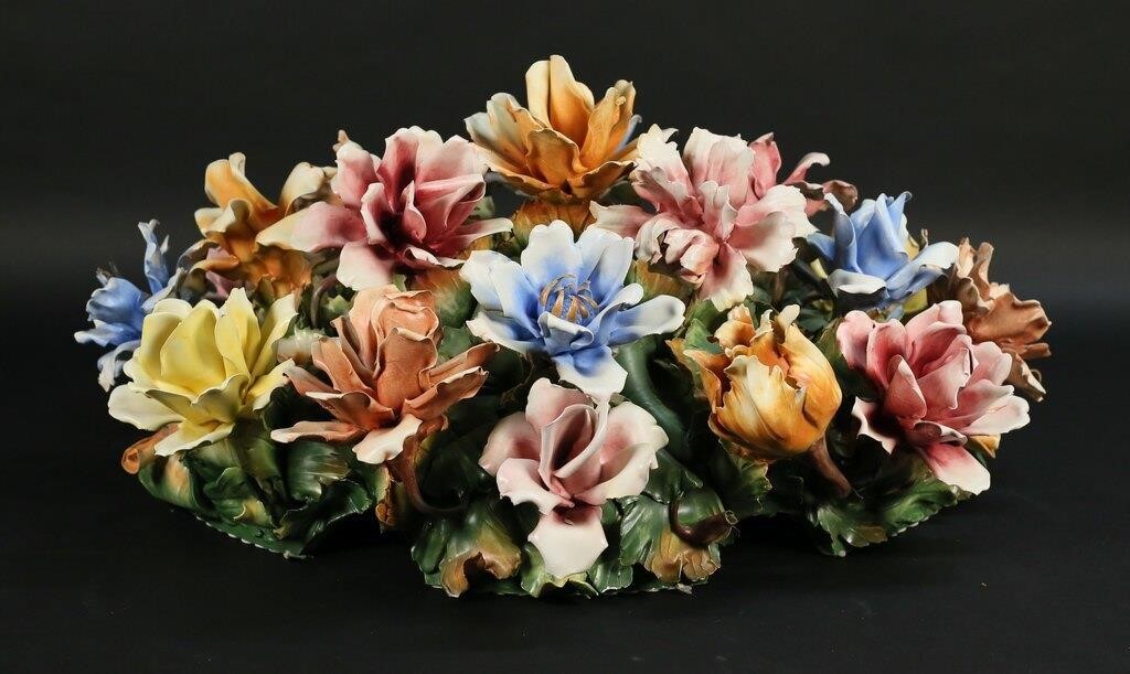 CAPODIMONTE PORCELAIN FLORAL CENTERPIECECapodimonte