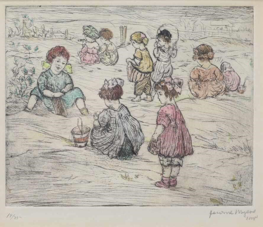 JEROME MYERS ETCHING CHILDREN PLAYINGJerome