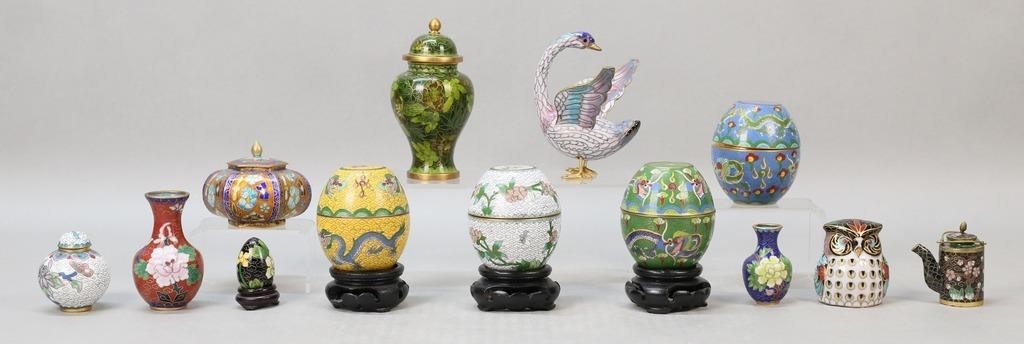 13 PIECES CHINESE CLOISONNE CHAMPLEVE12 2feb8e