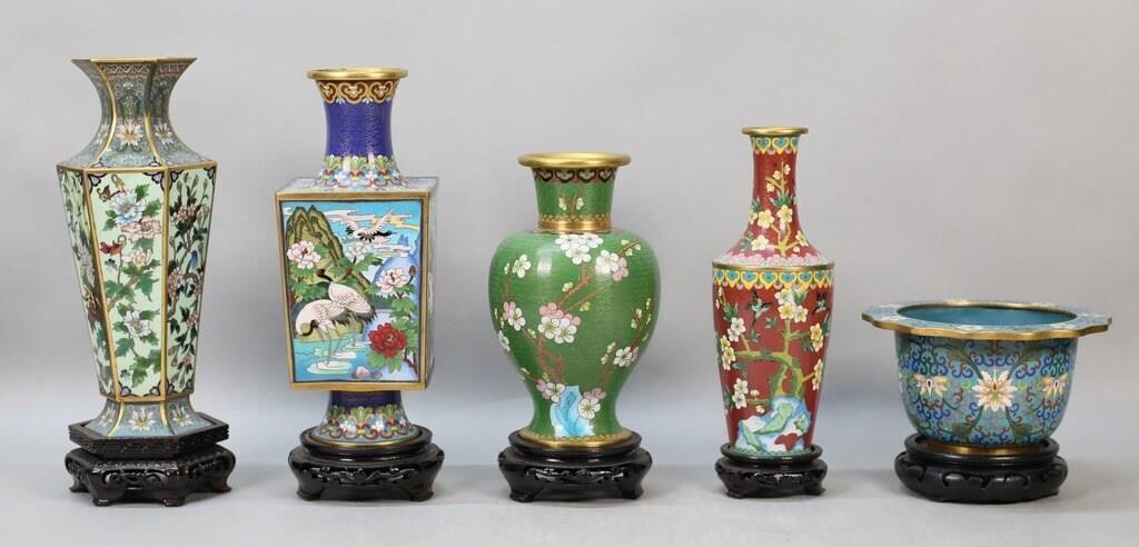 5 PIECE CHINESE CLOISONNE LOT5