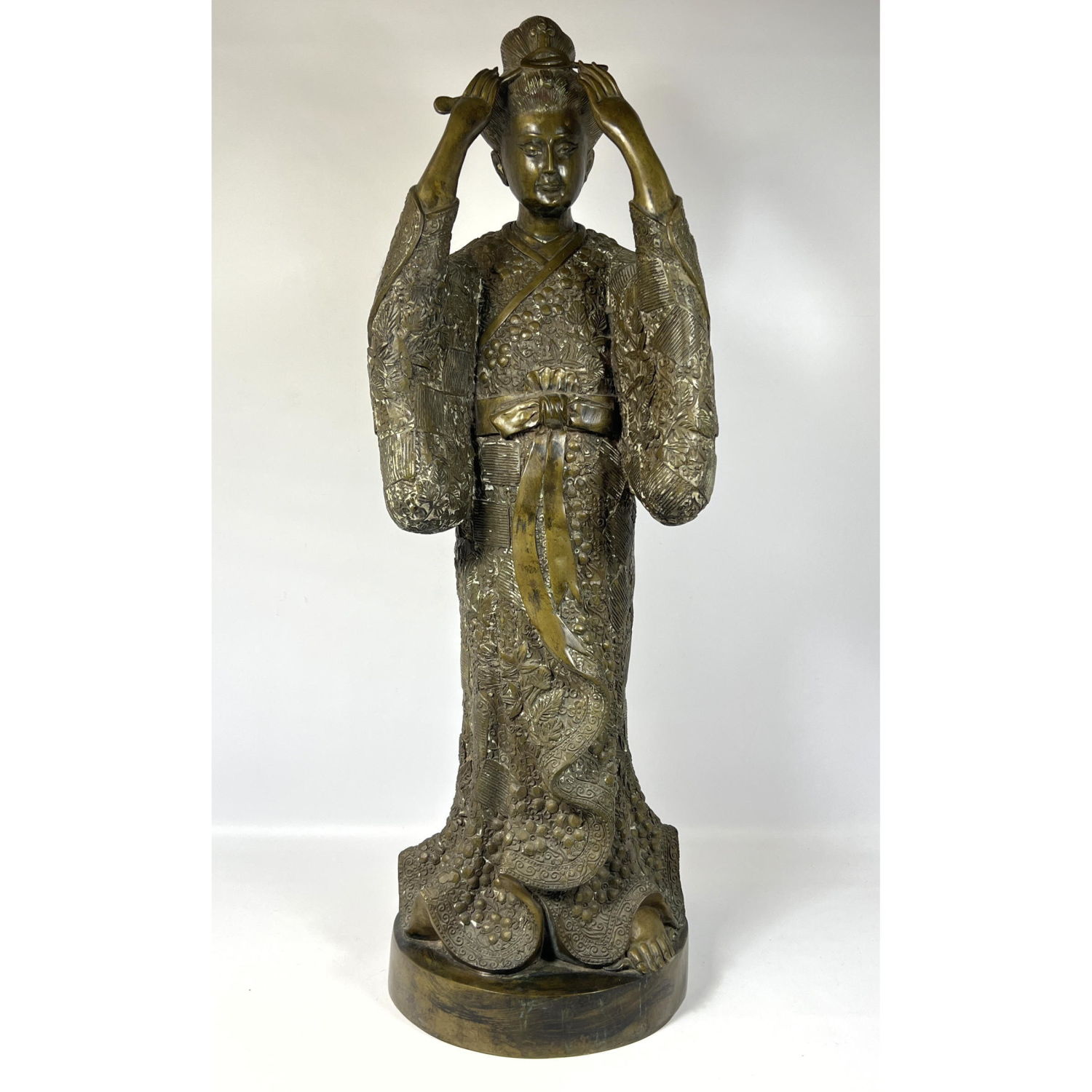 34" Brass Figural Sculpture. Asian