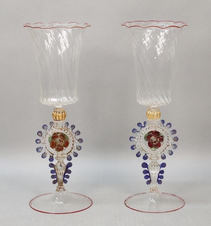 PAIR OF MURANO VENETIAN GLASS GOBLETSPair