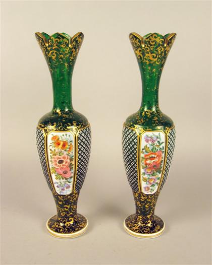 Pair of French enameled and gilded