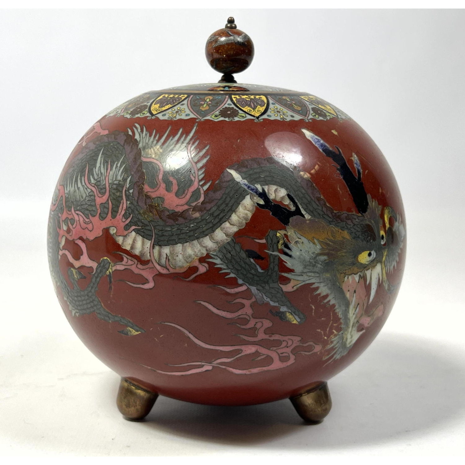 Fine Cloisonne lidded jar with