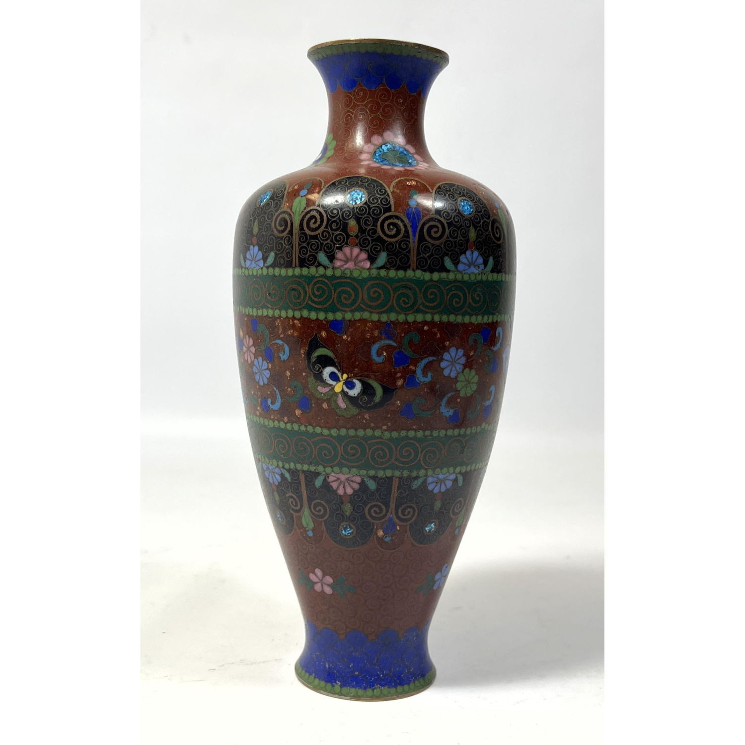Fine Burgundy Cloisonne vase with