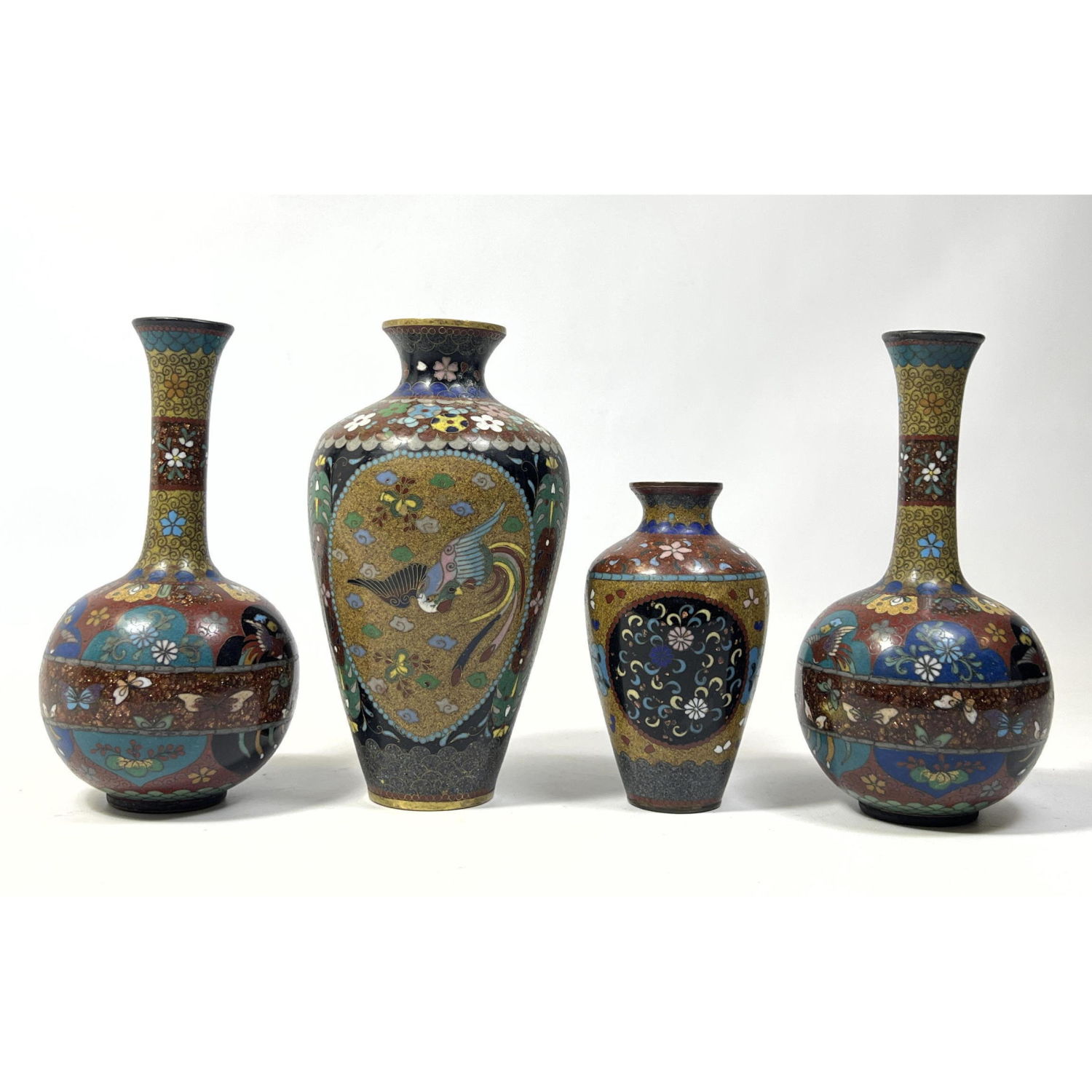 4pc Fine Cloisonne vases with sparkle 2fec84