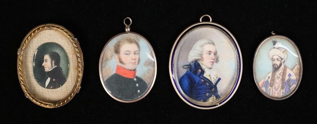 4 HAND PAINTED MINIATURES PORTRAITS