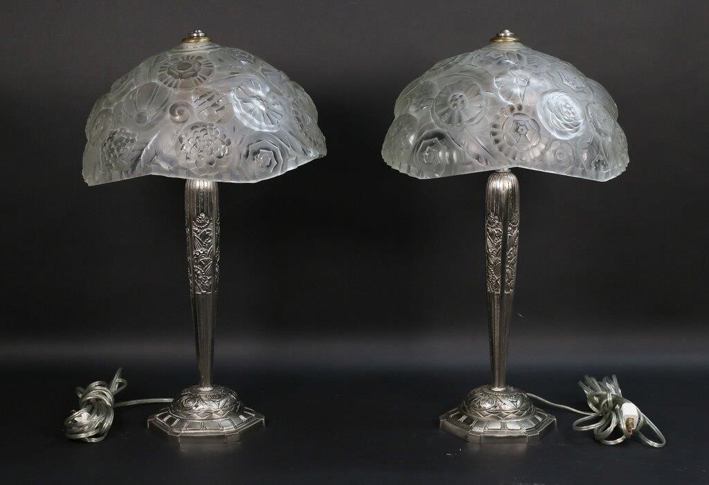 PAIR OF ART DECO SABINO TABLE LAMPSMarius-Ernest