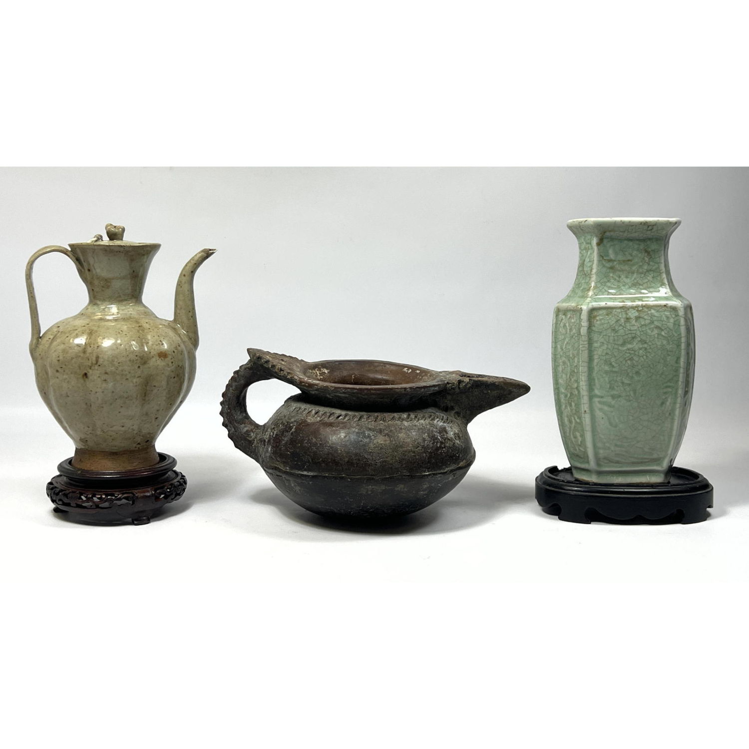 3 pc lot Chinese pottery. Primitive