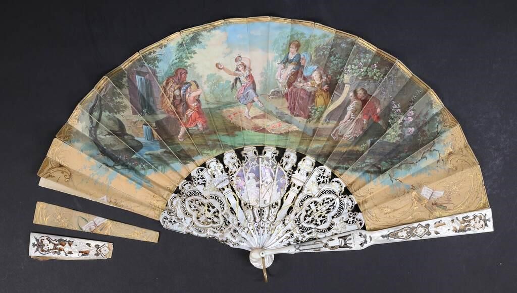 SIGNED A. LEDOUX HAND PAINTED FAN19th