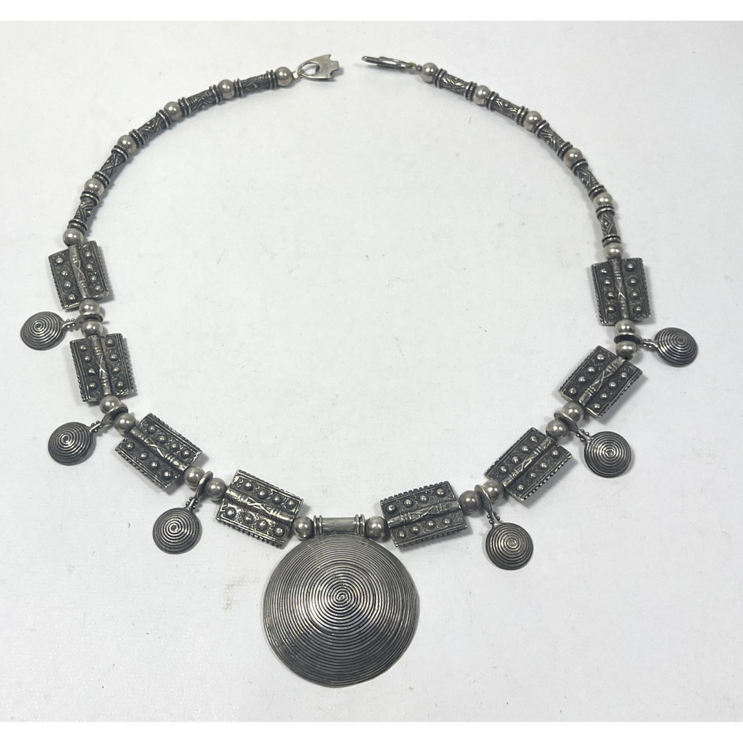 Ethnographic Silver Pendant Necklace  2fece9