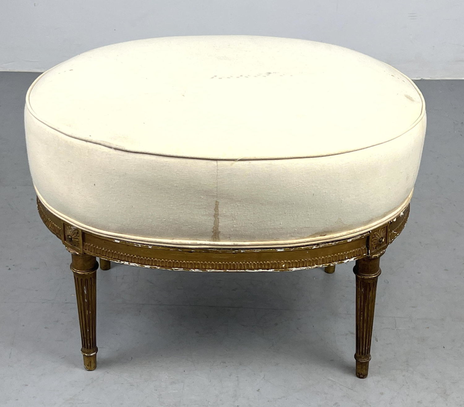 French style gilt wood stool ottoman.