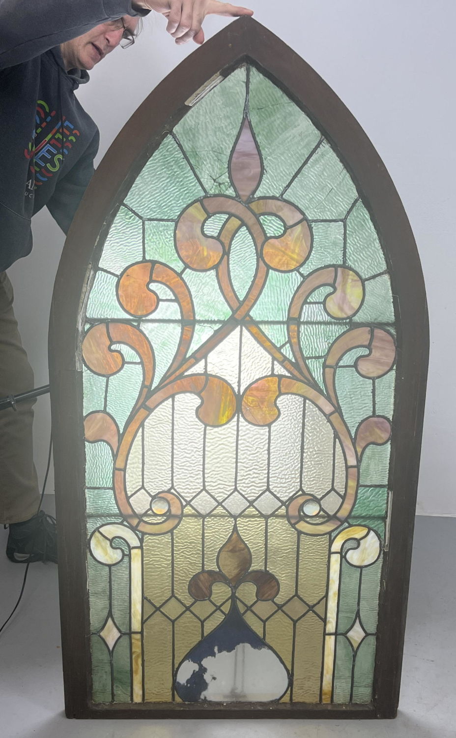 Antique Leaded Glass Window. Stained