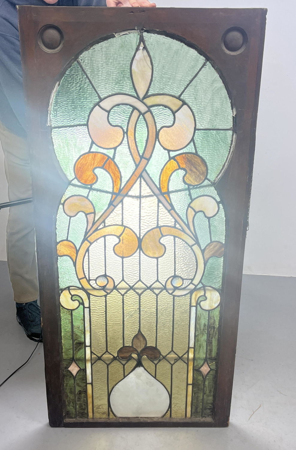 Antique Leaded Glass Window. Stained