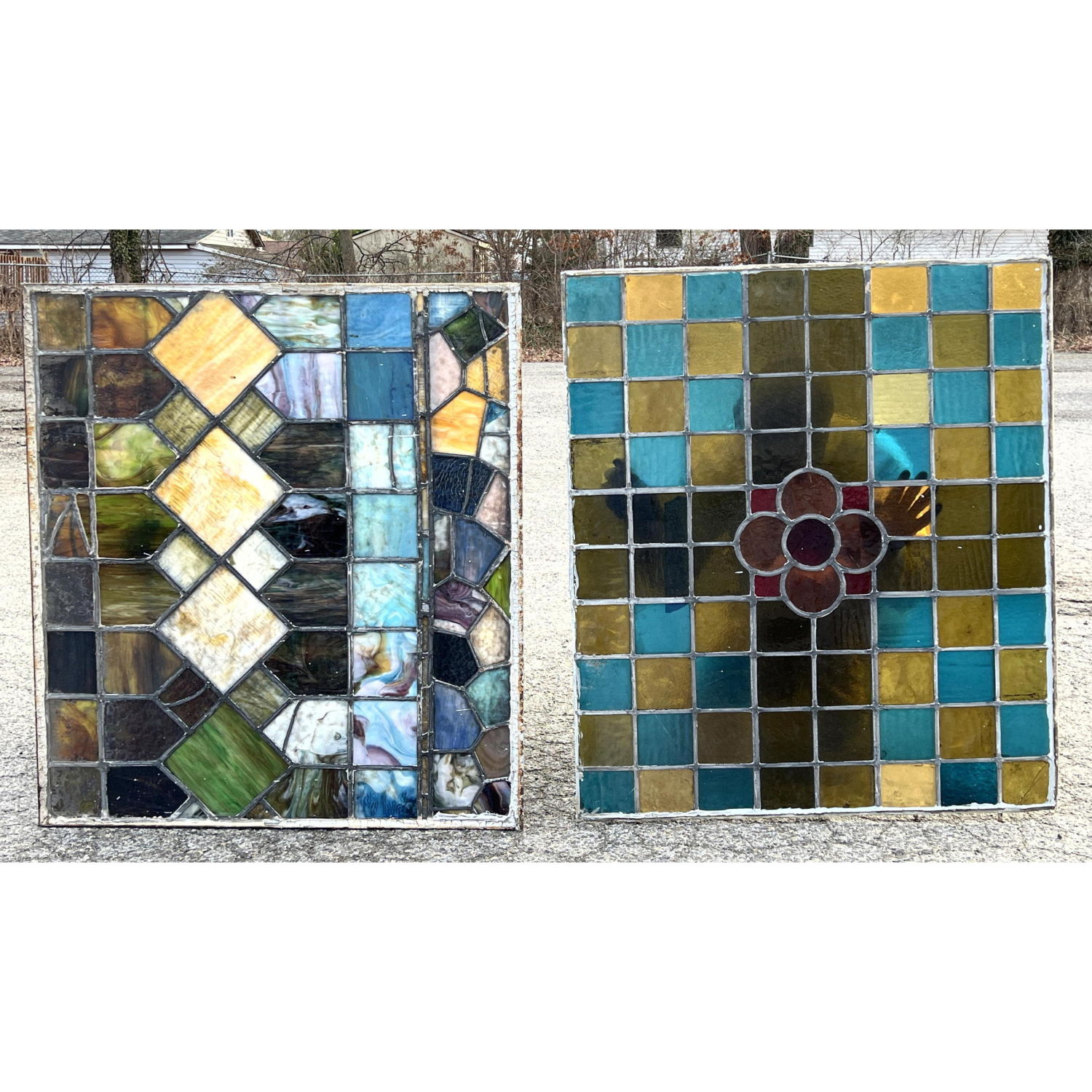 2pc Stained Leaded Glass Windows  2fed5d