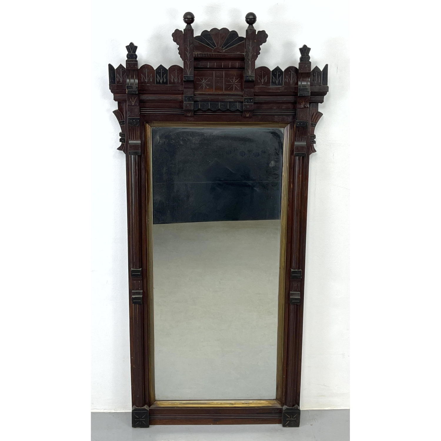 Walnut Victorian Framed Mirror.