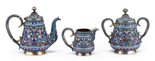 Russian silver and cloisonne enamel