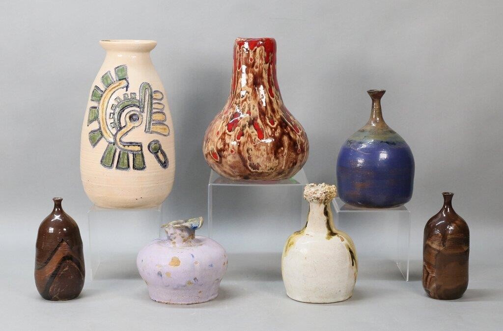 7 SIGNED ZABETTI ART POTTERY VASES7