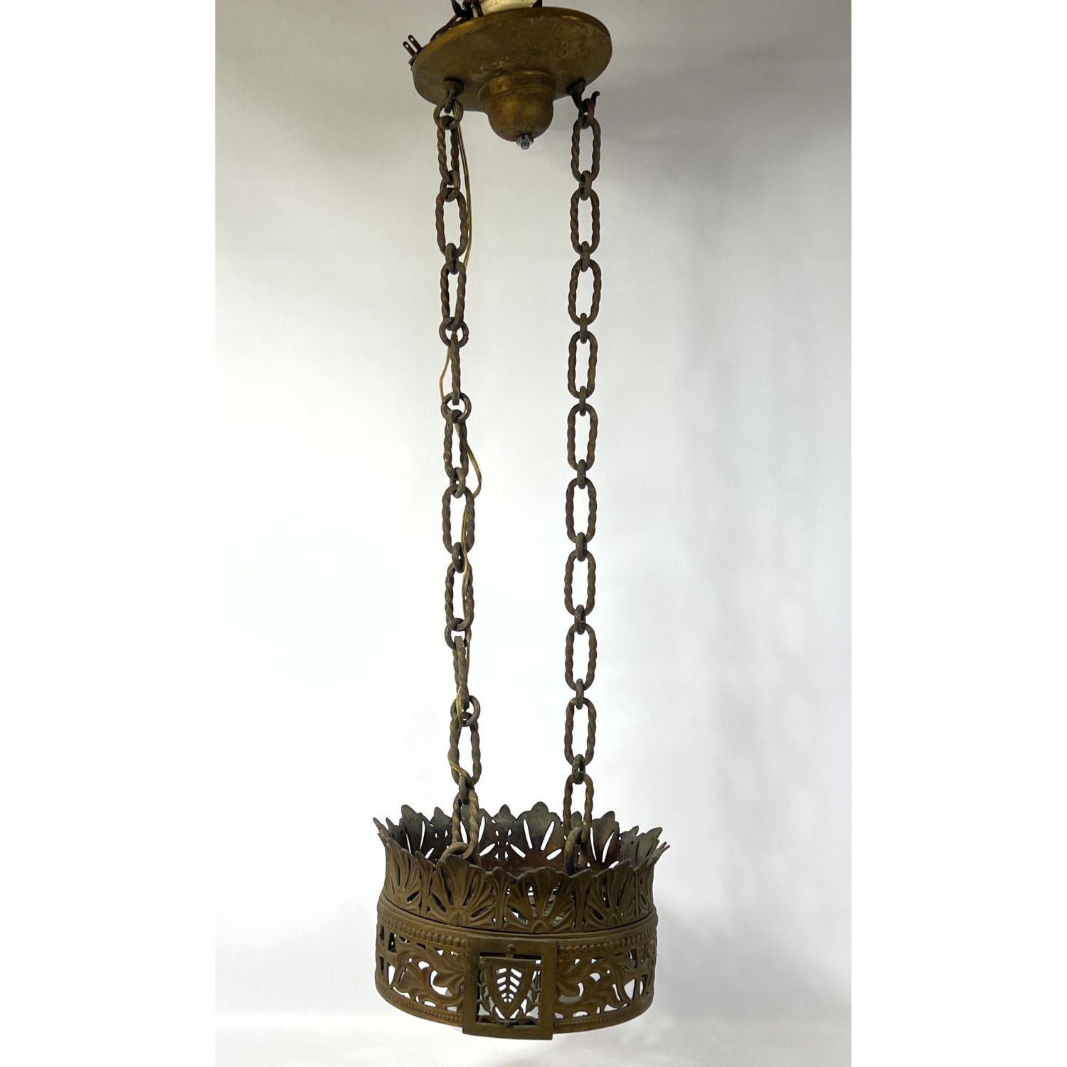 Vintage Brass Hanging Chandelier. Foliate