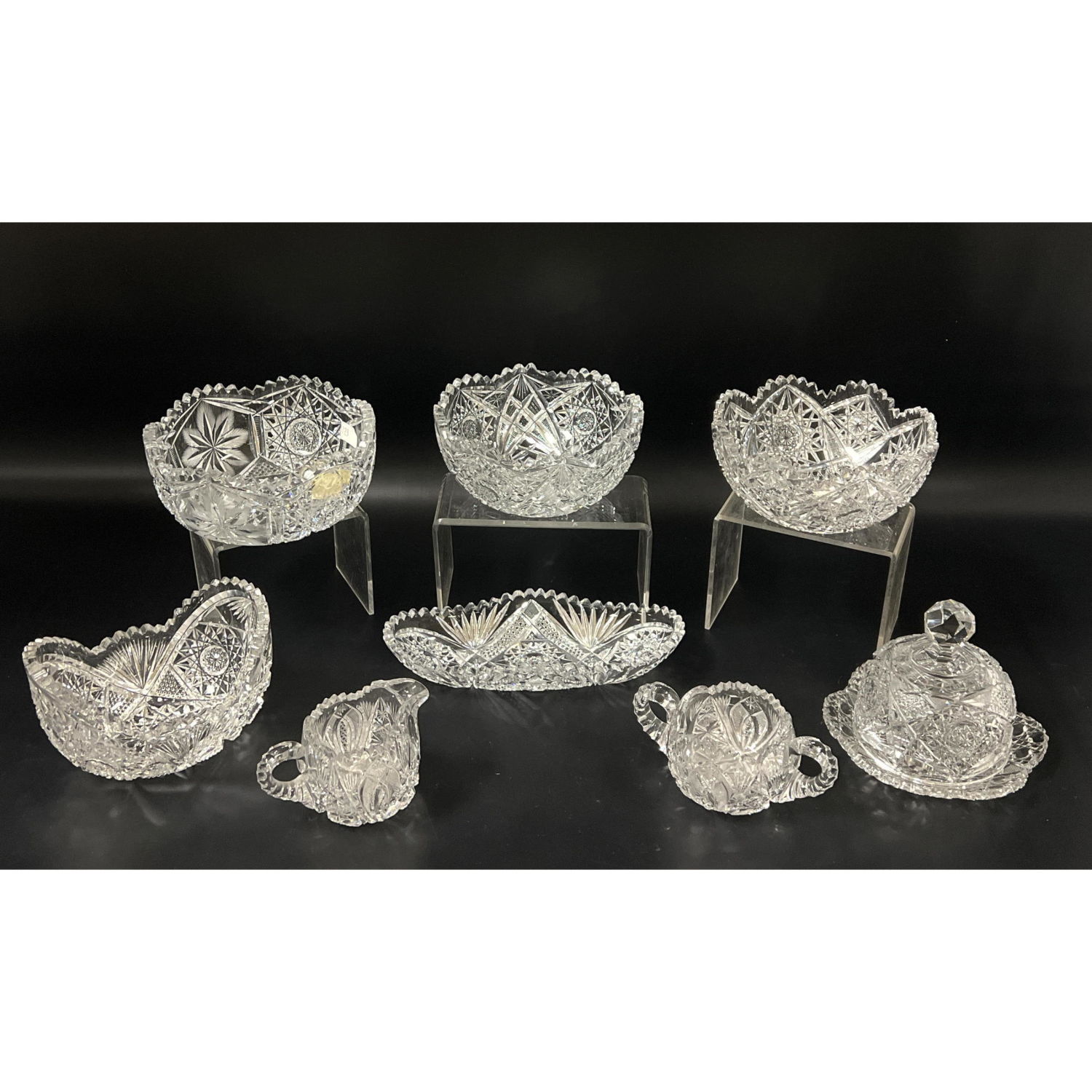 8pc Fancy Elegant Cut Glass Leaded 2fee16