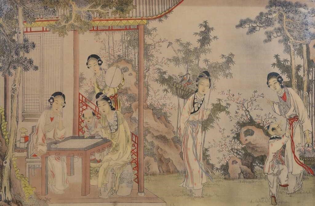 CHINESE SILK PAINTING COURTYARD 2fee4f