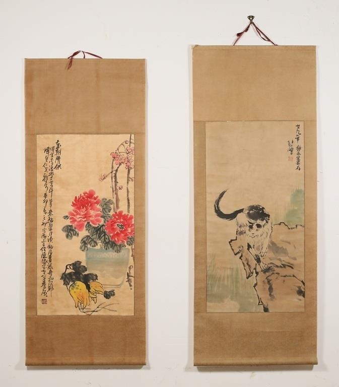 2 HAND PAINTED CHINESE SCROLLS