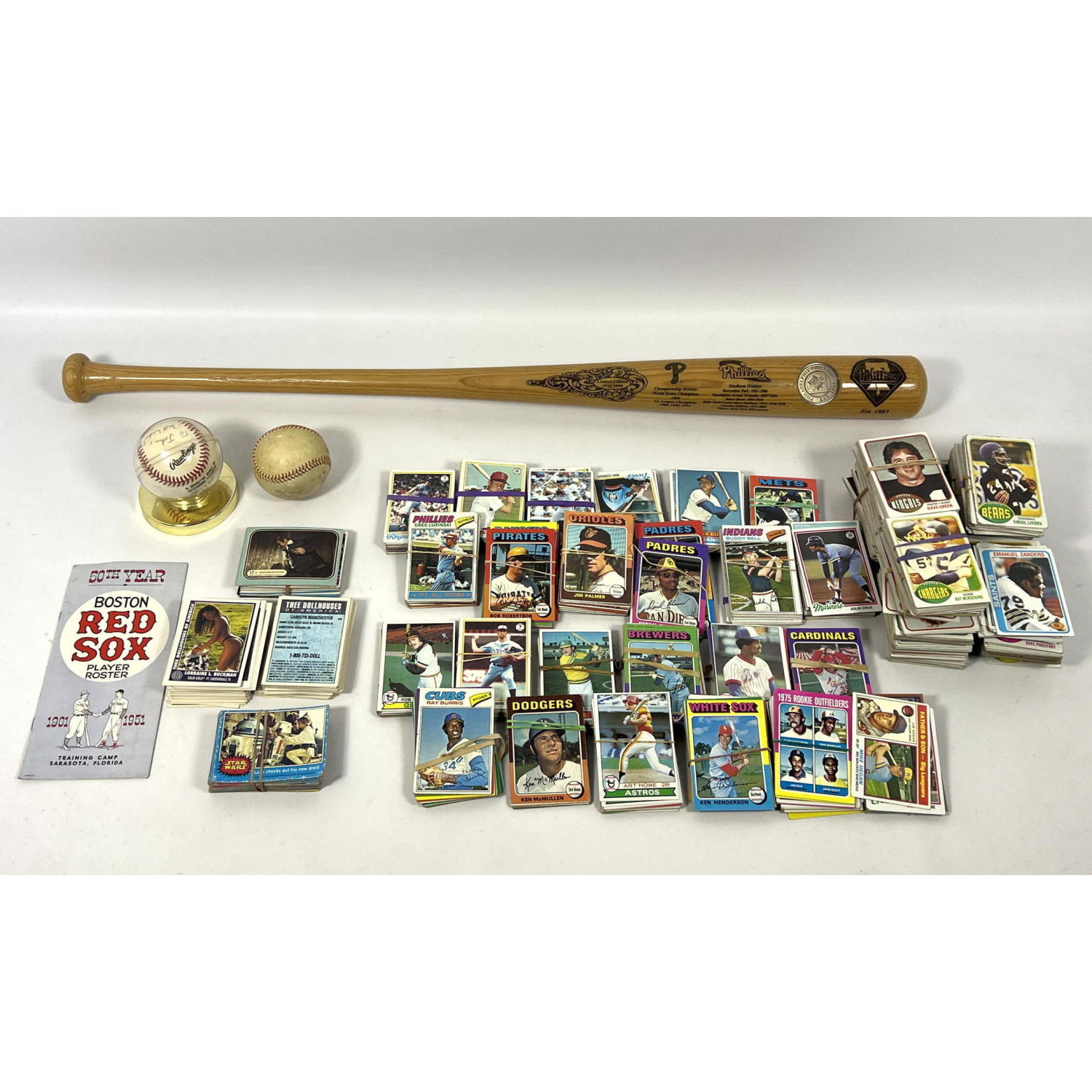 Sports Baseball Lot.  Cards Bat. signed